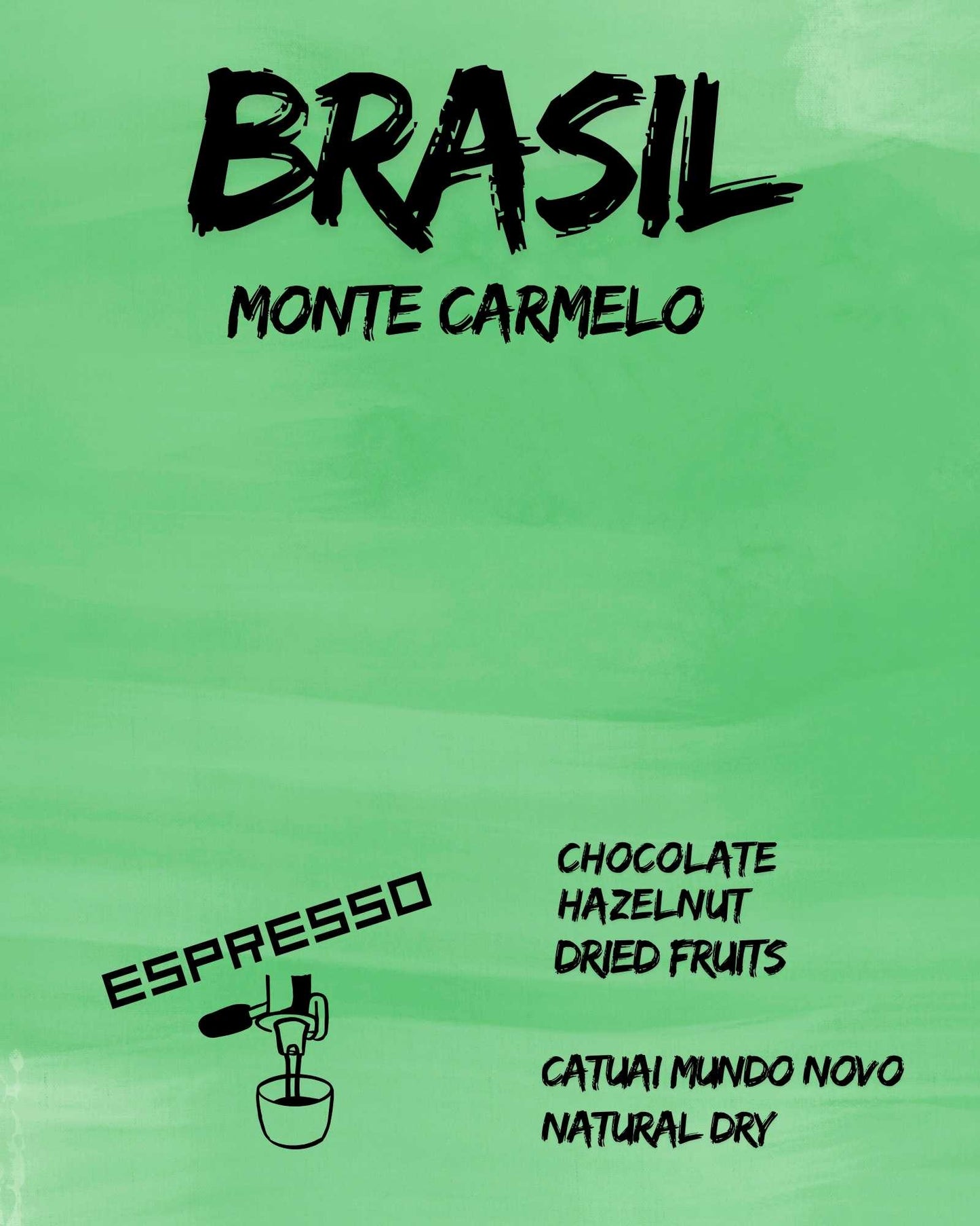Coffee bag label for Brazil Eagle Monte espresso roast.