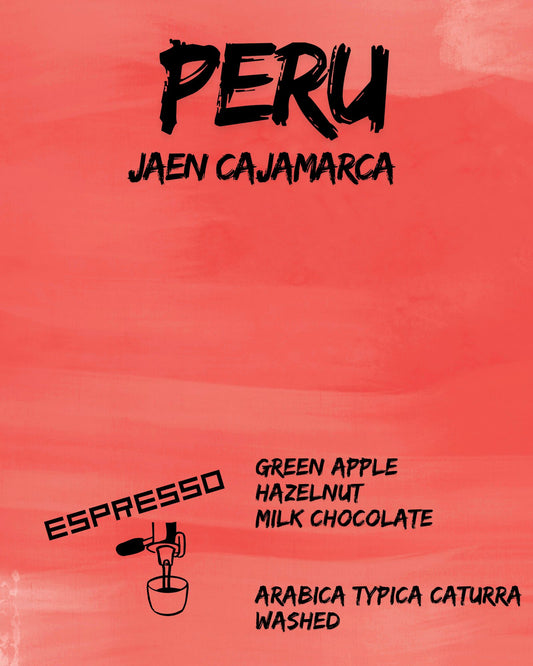 Bag of Peru Cajamarca washed espresso roast coffee