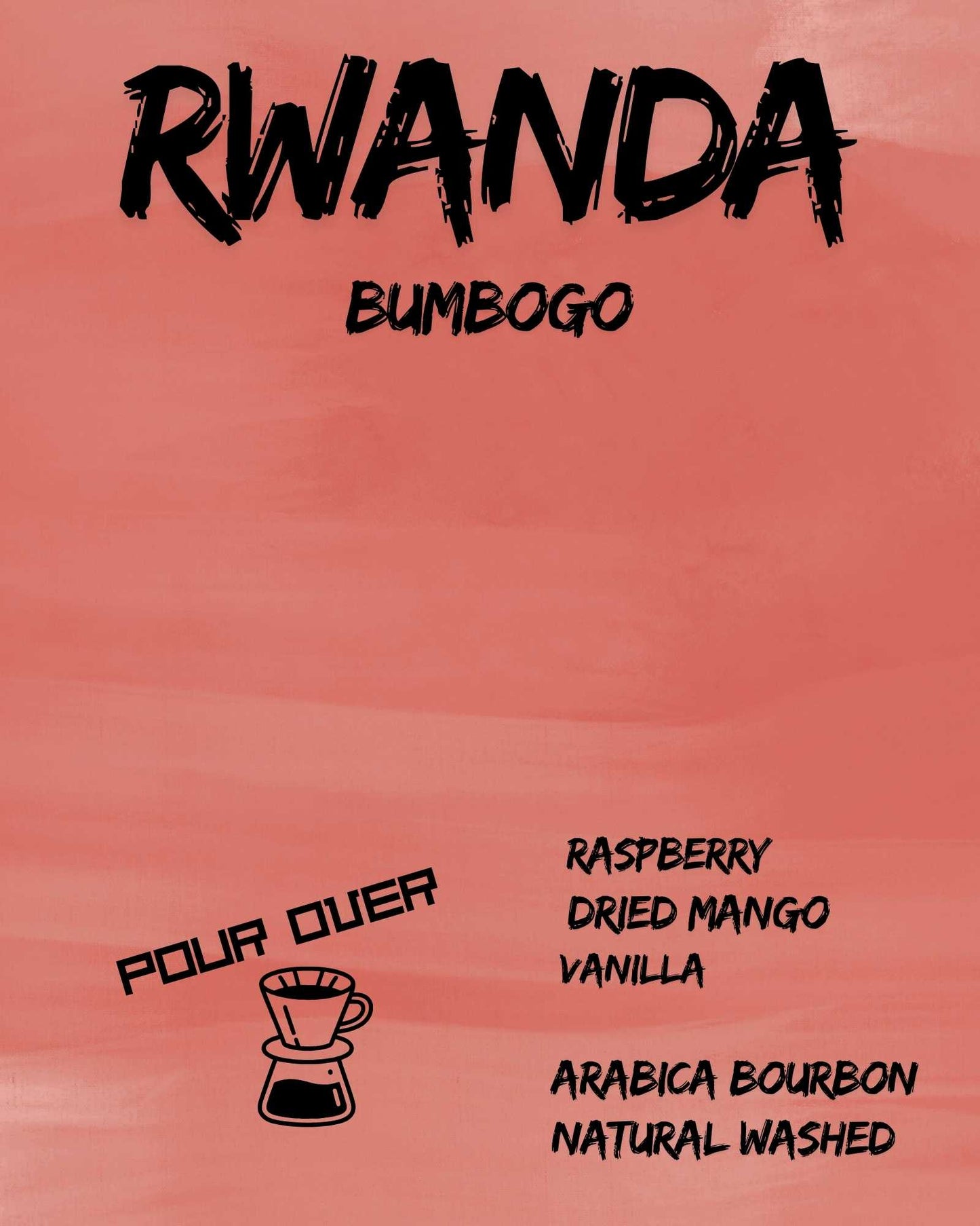 Coffee label for Rwanda Bumbogo coffee beans for pour over with taste notes