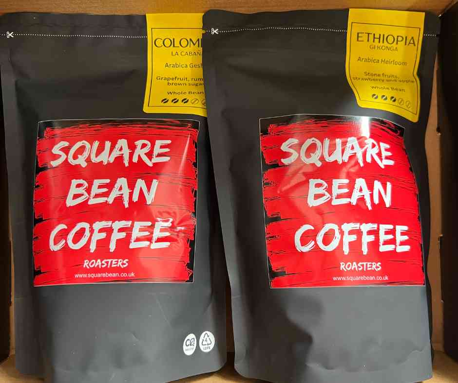 Two bags of coffee for Square Bean subscription.